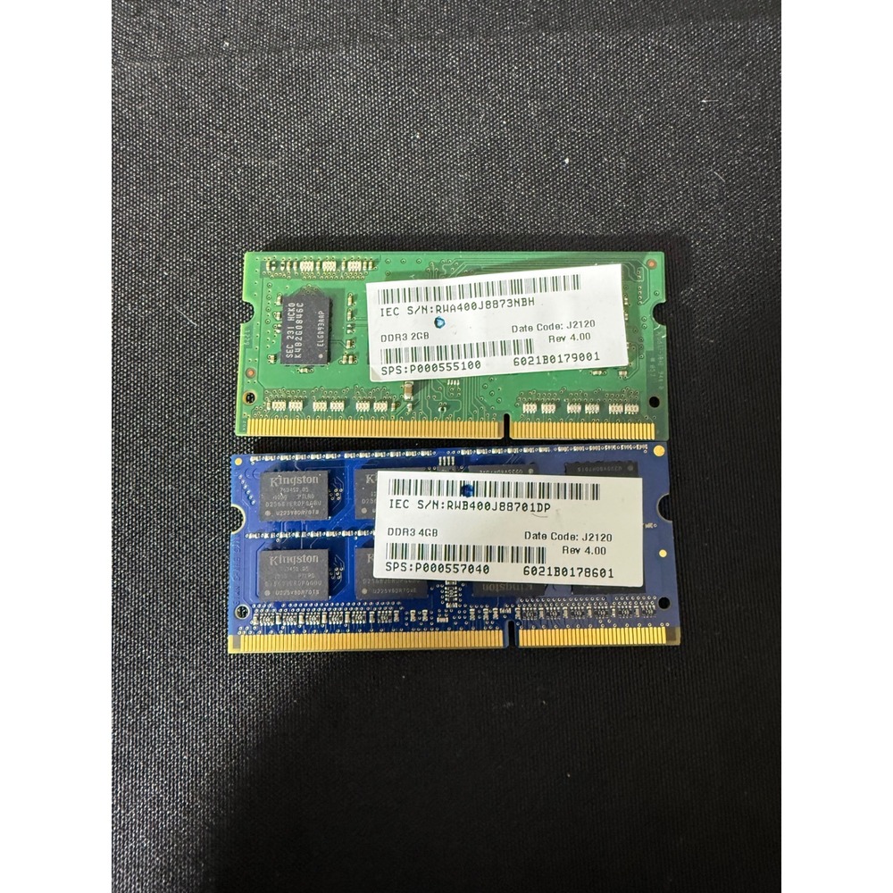 Samsung‎ & Kingston 6GB DDR3 1600MHz Laptop RAM SO-DIMM PC3-12800S 2GB & 4GB